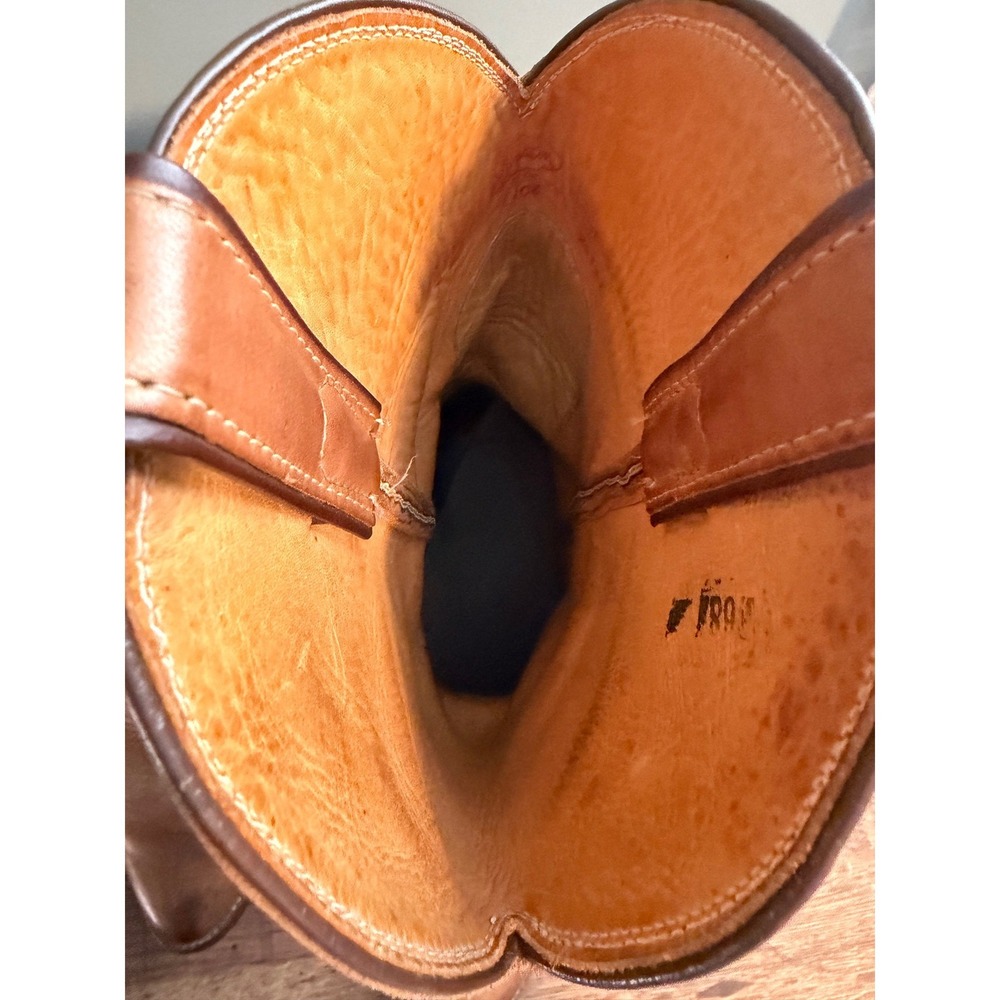 Justin Men's Size 9 EE #1106 Mulehide Tan Leather Cowboy Boots USA Made Vintage - Picture 12 of 15
